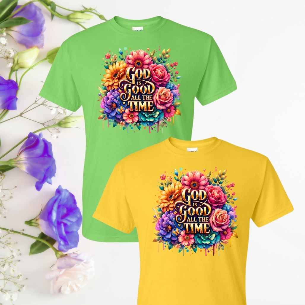 God is Good (Floral) Inspirational T-Shirt - Kiki's Custom Inspirations DTF T-Shirt