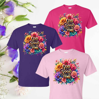 God is Good (Floral) Inspirational T-Shirt - Kiki's Custom Inspirations DTF T-Shirt
