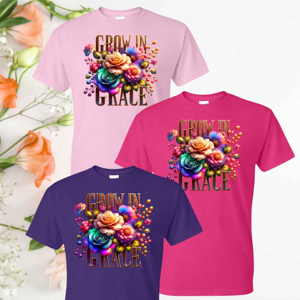 Grace (Floral) Inspirational T-Shirts - Kiki's Custom Inspirations DTF T-Shirt