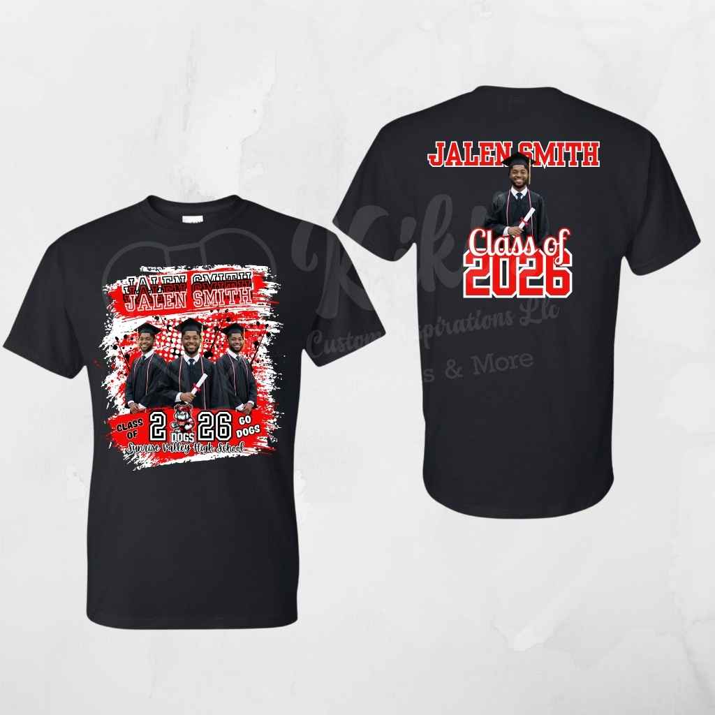 Personalized Graduation Shirt with Photos & Grad Details | Front and Back Grad Tee