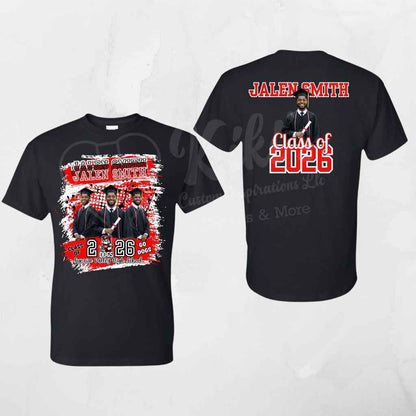 Personalized Graduation Shirt with Photos & Grad Details | Front and Back Grad Tee