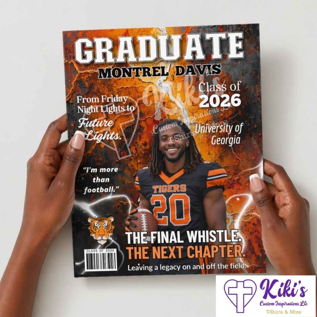 Custom Graduation Magazine (Glossy 1 Page - Front and Back Cover and Inside/8.5x11in Full Page Size)
