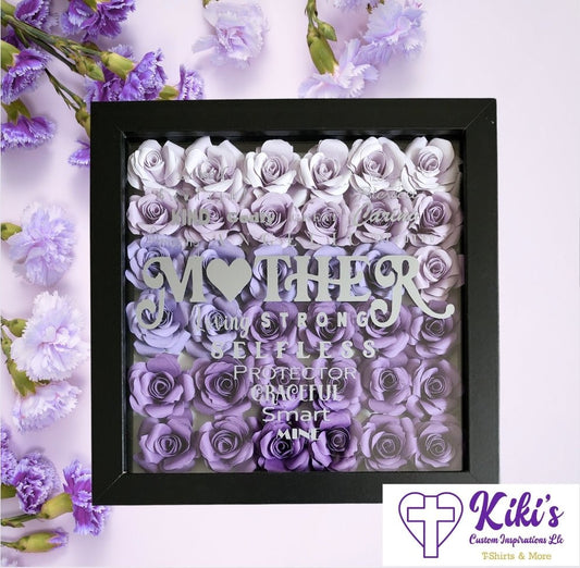 Handmade Paper Flower Mothers's Day Shadow Box - Kiki's Custom Inspirations Shadow box