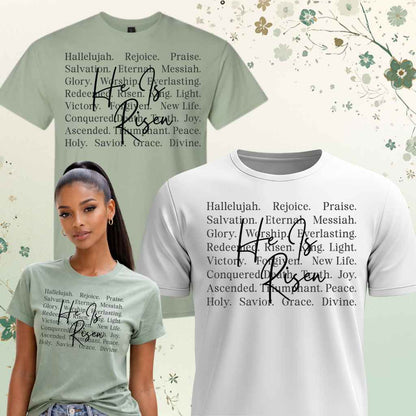 He Is Risen Unisex Christian Easter Typography T-Shirt