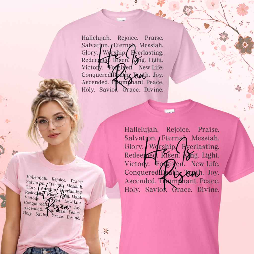 He Is Risen Unisex Christian Easter Typography T-Shirt