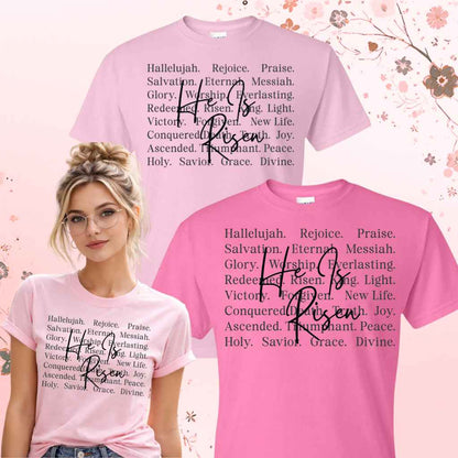He Is Risen Unisex Christian Easter Typography T-Shirt