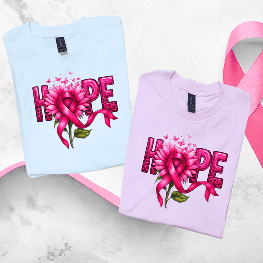 HOPE Pink Ribbon Flower T-Shirt - Kiki's Custom Inspirations T-Shirt