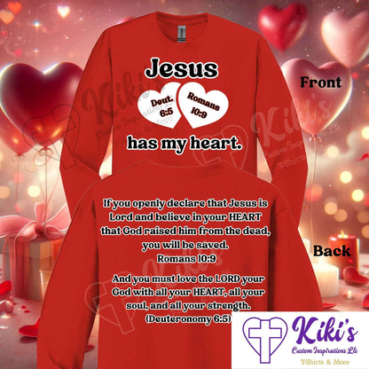 Jesus Has My Heart Valentine's Shirts - Kiki's Custom Inspirations T-Shirt, Long Sleeve, Sweatshirt