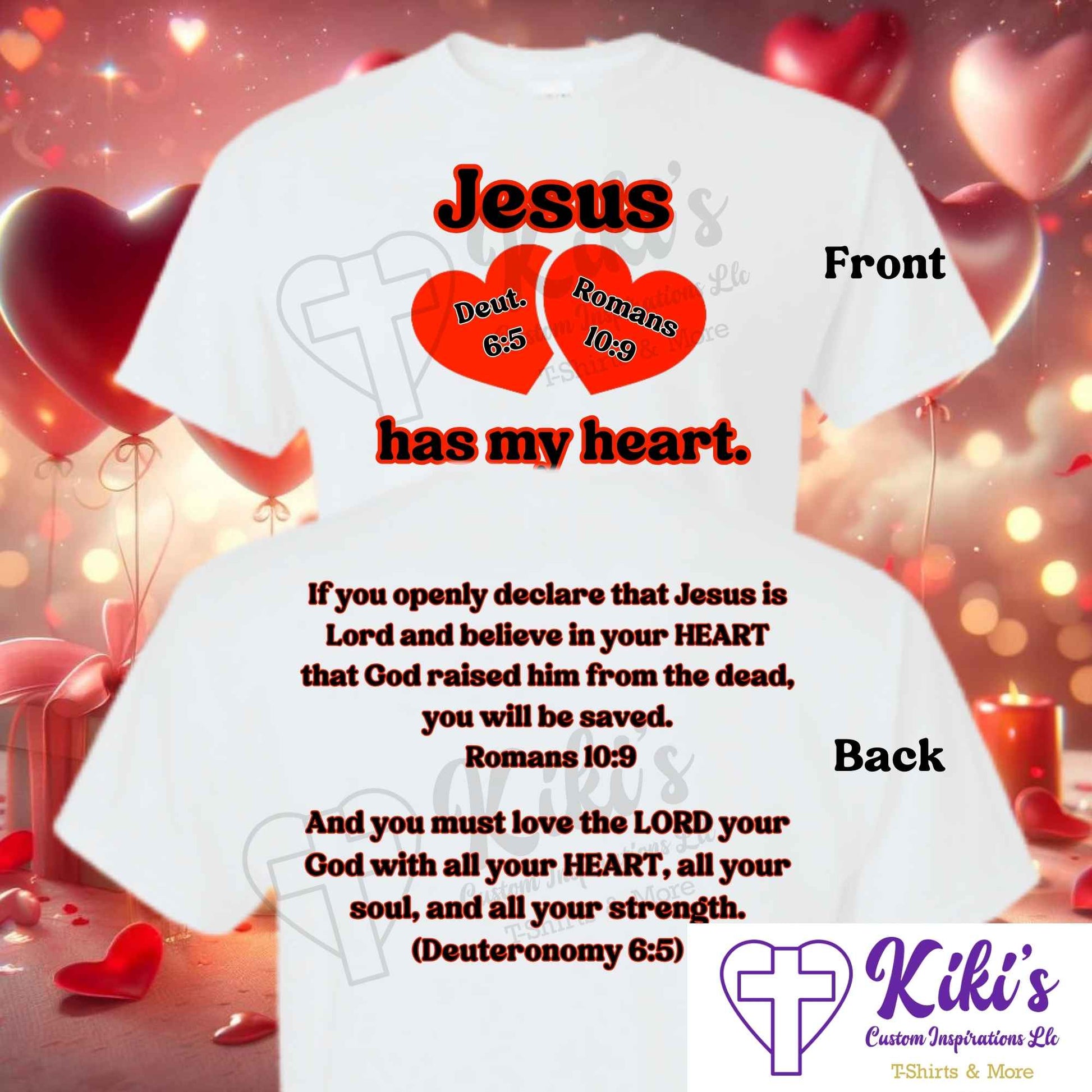 Jesus Has My Heart Valentine's Shirts - Kiki's Custom Inspirations T-Shirt, Long Sleeve, Sweatshirt