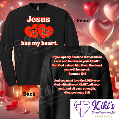 Jesus Has My Heart Valentine's Shirts - Kiki's Custom Inspirations T-Shirt, Long Sleeve, Sweatshirt