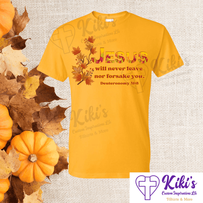 Jesus Never Leaves - Kiki's Custom Inspirations T-Shirt, Long Sleeve