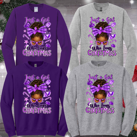Just A Girl Who Loves Christmas Apparel - Kiki's Custom Inspirations T-Shirt, Long Sleeve, Sweatshirt