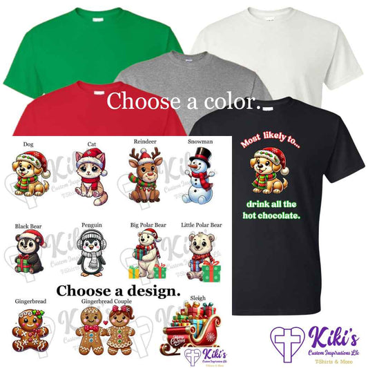 Kids Christmas Family PJ Shirts - Kiki's Custom Inspirations DTF T-Shirt, T-Shirt