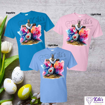 Love Won At The Cross Tshirts - Kiki's Custom Inspirations DTF T-Shirt, T-Shirt