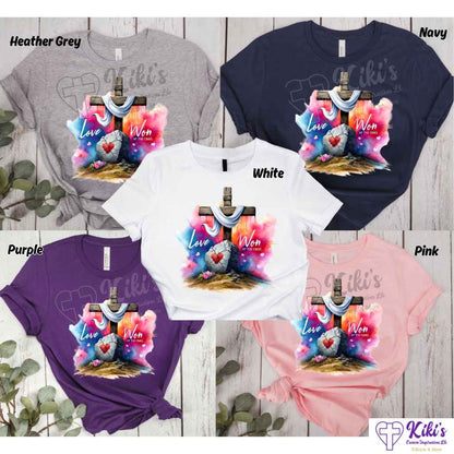 Love Won At The Cross Tshirts - Kiki's Custom Inspirations DTF T-Shirt, T-Shirt