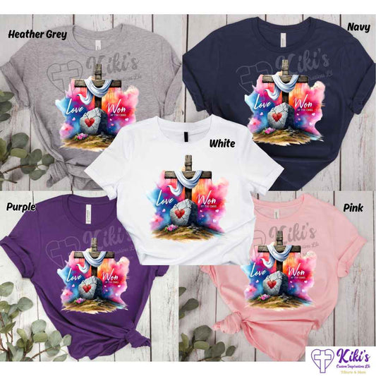 Love Won At The Cross Tshirts - Kiki's Custom Inspirations DTF T-Shirt, T-Shirt
