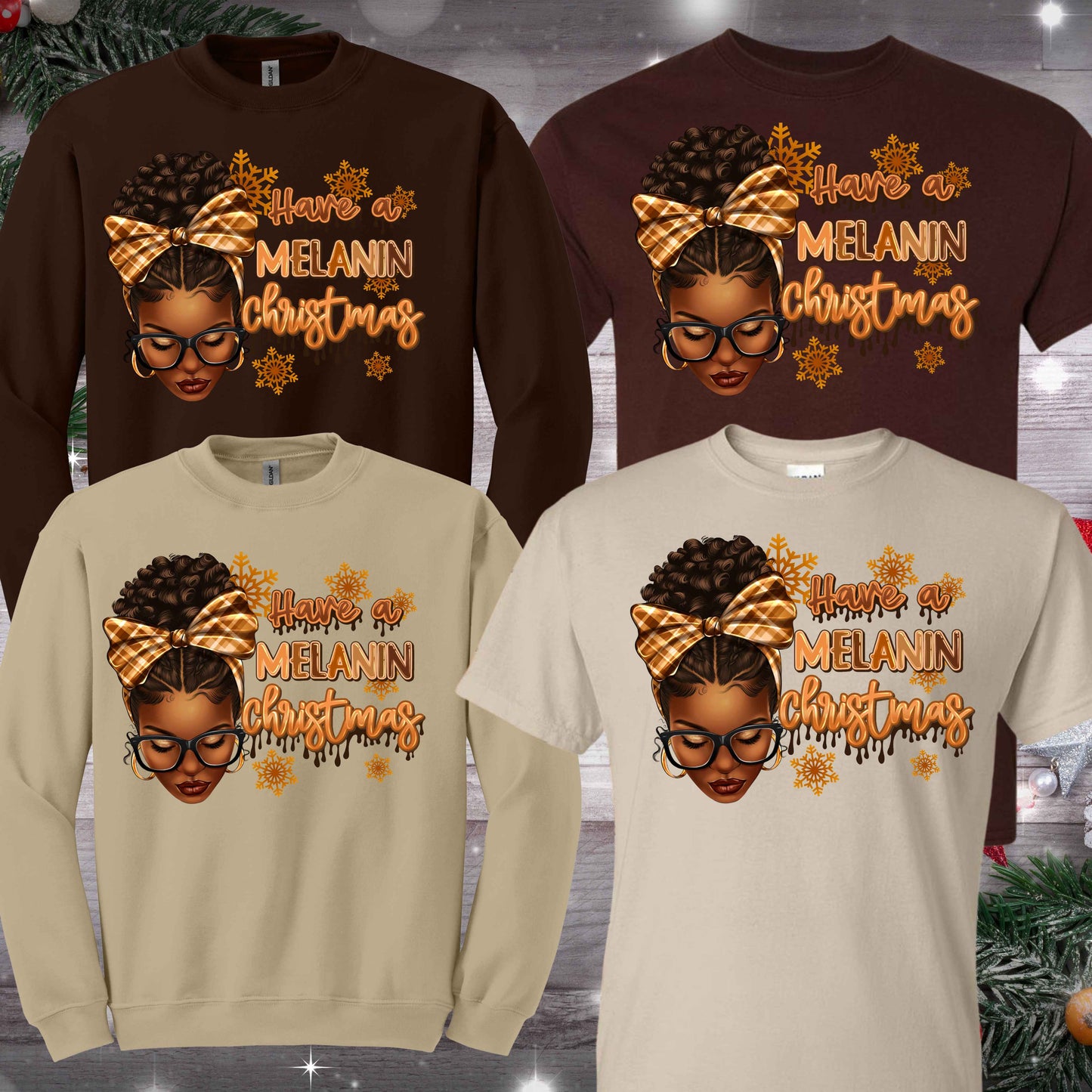 Melanin Christmas Apparel - Kiki's Custom Inspirations T-Shirt, Sweatshirt