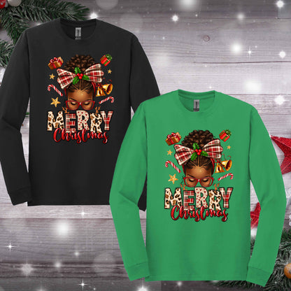 Merry Christmas Apparel (Melanin) - Kiki's Custom Inspirations T-Shirt, Long Sleeve, Sweatshirt