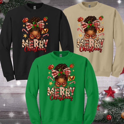 Merry Christmas Apparel (Melanin) - Kiki's Custom Inspirations T-Shirt, Long Sleeve, Sweatshirt