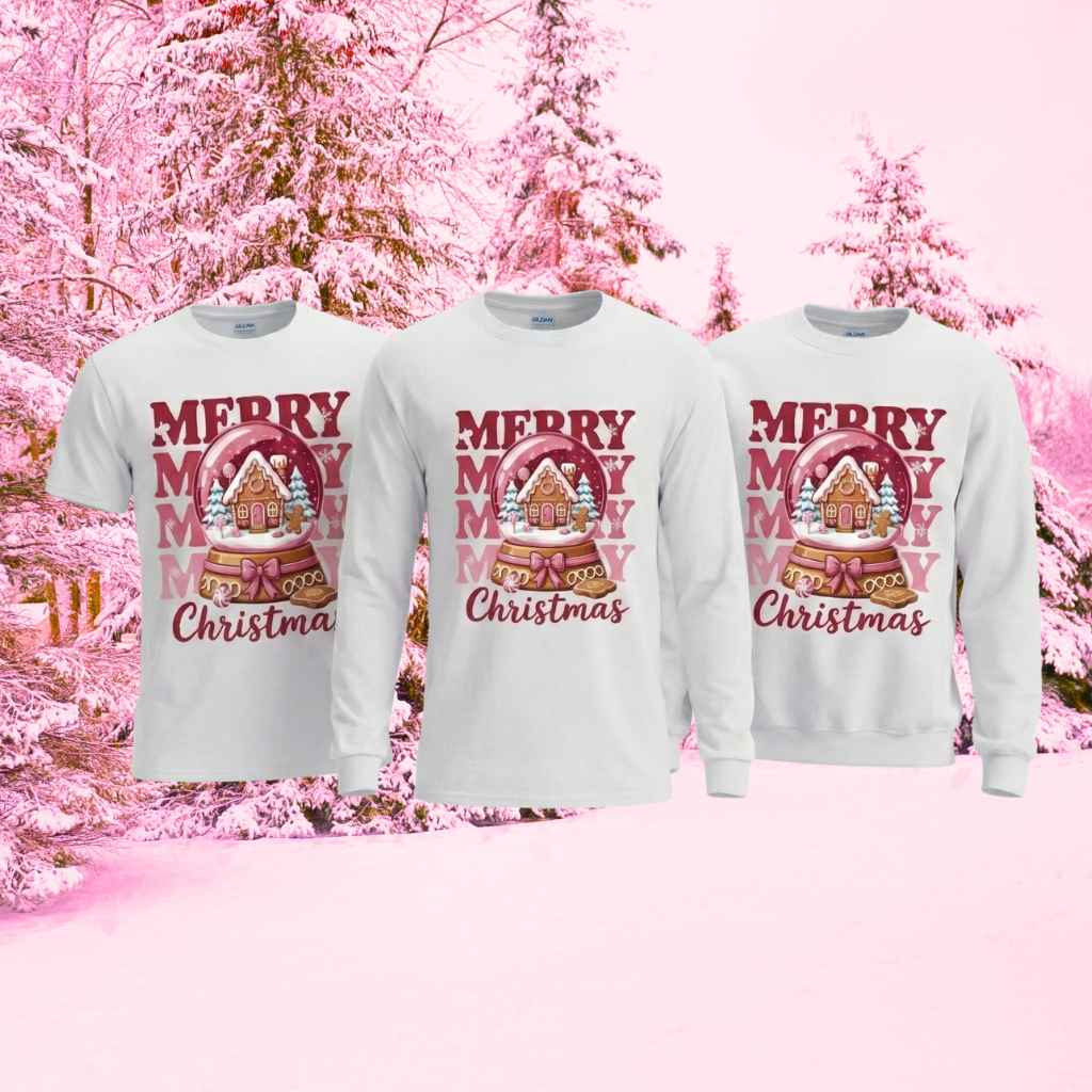 Merry Christmas Snow Globe Apparel & Mug Bundle - Kiki's Custom Inspirations T-Shirt, Long Sleeve, Sweatshirt, Mug