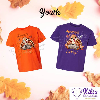Mommy’s Lil’ Turkey Youth T-Shirts - Kiki's Custom Inspirations Kids DTF Tshirt