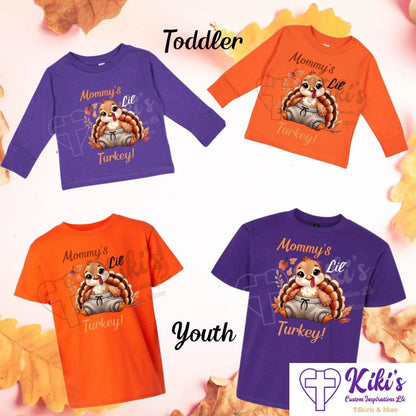 Mommy’s Lil’ Turkey Youth T-Shirts - Kiki's Custom Inspirations Kids DTF Tshirt