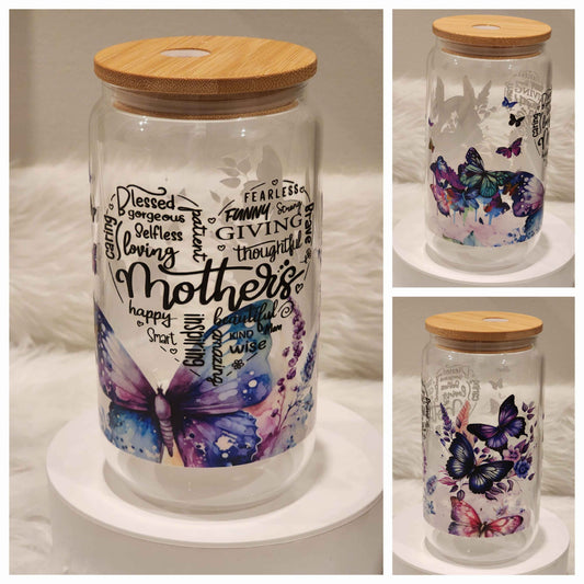Mother's Butterfly 16oz Libbey Cup - Kiki's Custom Inspirations Libbey Cup