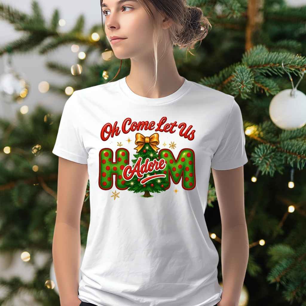 Oh Come Let Us Adore Him Christmas Sweatshirt & Long Sleeve Shirt - Kiki's Custom Inspirations T-Shirt, Long Sleeve, Sweatshirt, Mug