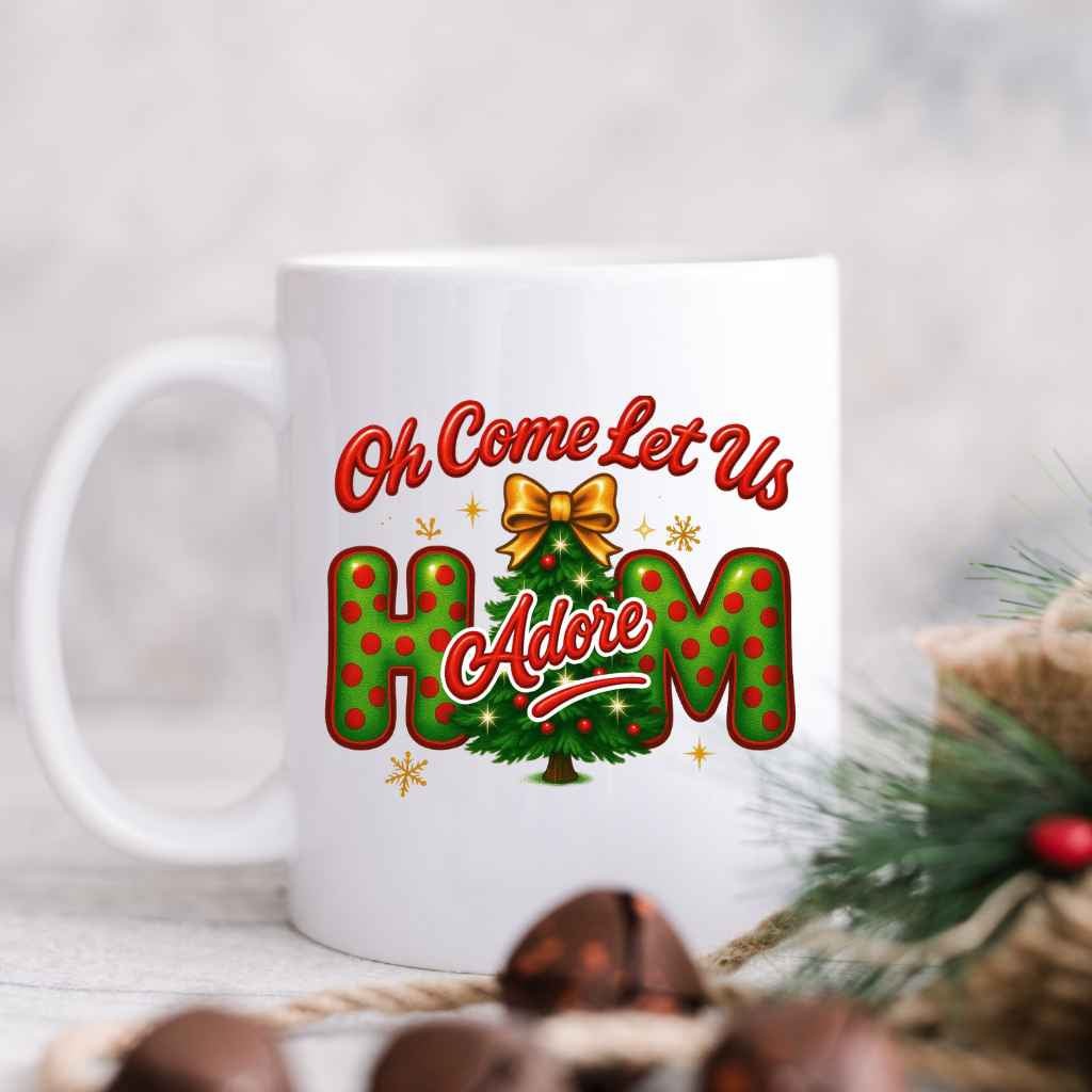 Oh Come Let Us Adore Him Christmas Sweatshirt & Long Sleeve Shirt - Kiki's Custom Inspirations T-Shirt, Long Sleeve, Sweatshirt, Mug