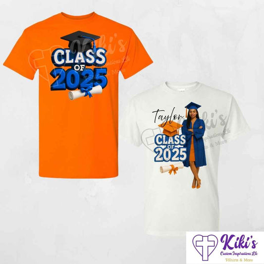 Personalized 3D "Class of 2025" Graduation T-Shirt with Name & Photo – Custom School Colors - Kiki's Custom Inspirations DTF T-Shirt
