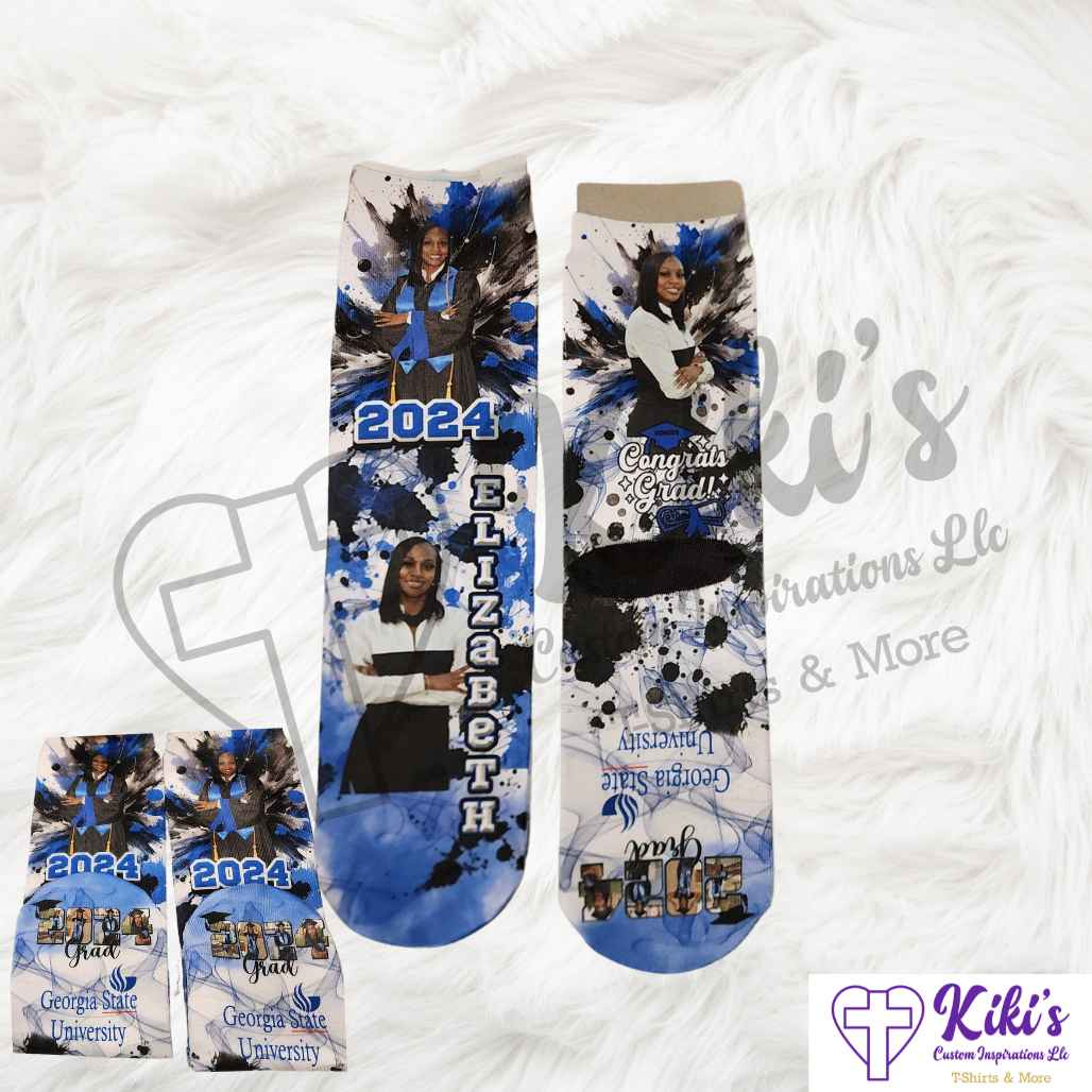 Personalized Grad Gift Bundle with Keychain, Socks, & Teddy Bear - Kiki's Custom Inspirations Keychains, Socks, Teddy Bear