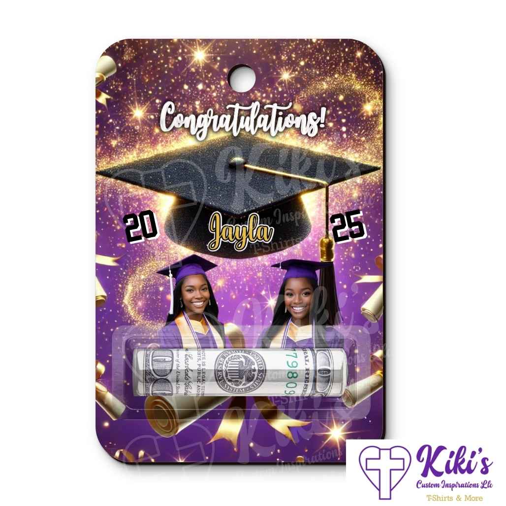 Personalized Graduation Money Holders – Custom Grad Gift with Photo, Name, School & Class of 2025 - Kiki's Custom Inspirations money card holder