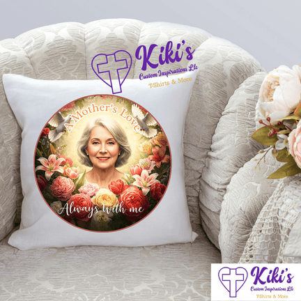 Personalized Mother's Legacy Memorial Pillow – Custom Photo Tribute with Flowers & Doves | “Always With Me” Keepsake - Kiki's Custom Inspirations Pillows