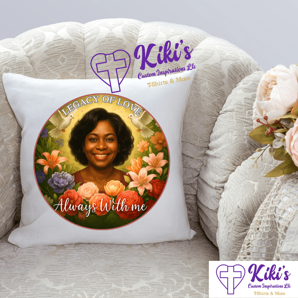 Personalized Mother's Legacy Memorial Pillow – Custom Photo Tribute with Flowers & Doves | “Always With Me” Keepsake - Kiki's Custom Inspirations Pillows