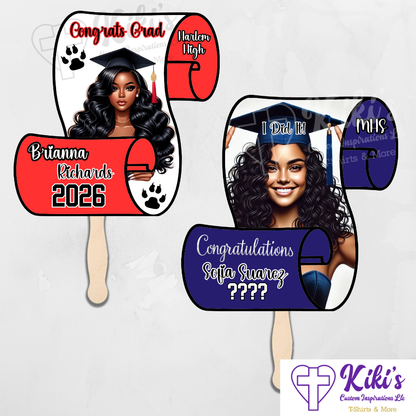 Personalized Graduation Scroll Fan | Custom Laminated Grad Fan Keepsake