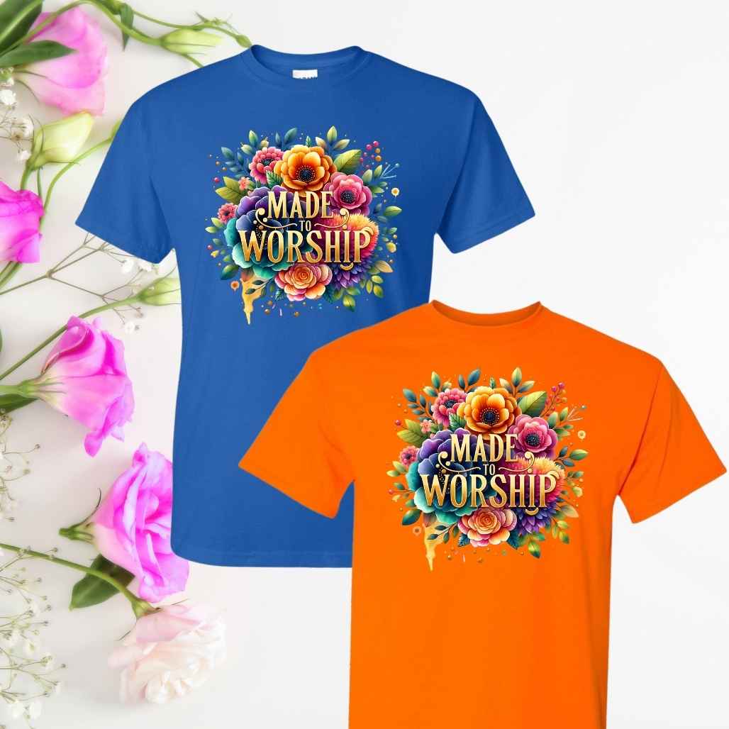 Praise & Worship (Floral) Inspirational T-Shirts - Kiki's Custom Inspirations DTF T-Shirt