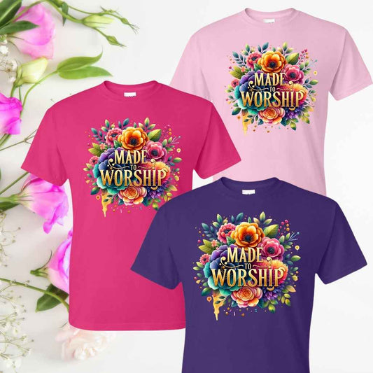 Praise & Worship (Floral) Inspirational T-Shirts - Kiki's Custom Inspirations DTF T-Shirt