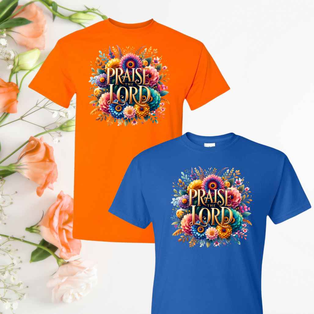 Praise & Worship (Floral) Inspirational T-Shirts - Kiki's Custom Inspirations DTF T-Shirt