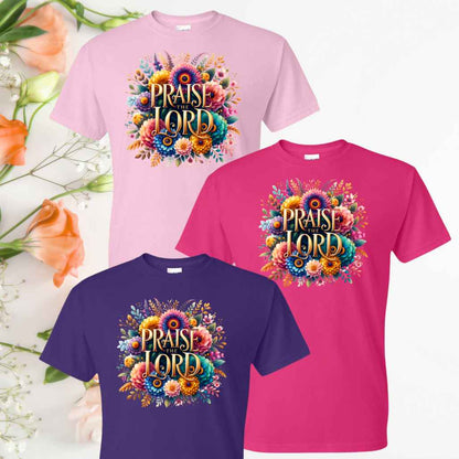 Praise & Worship (Floral) Inspirational T-Shirts - Kiki's Custom Inspirations DTF T-Shirt