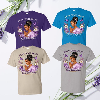 Pray. Wait. Trust. Floral Christian Prayer T-Shirt