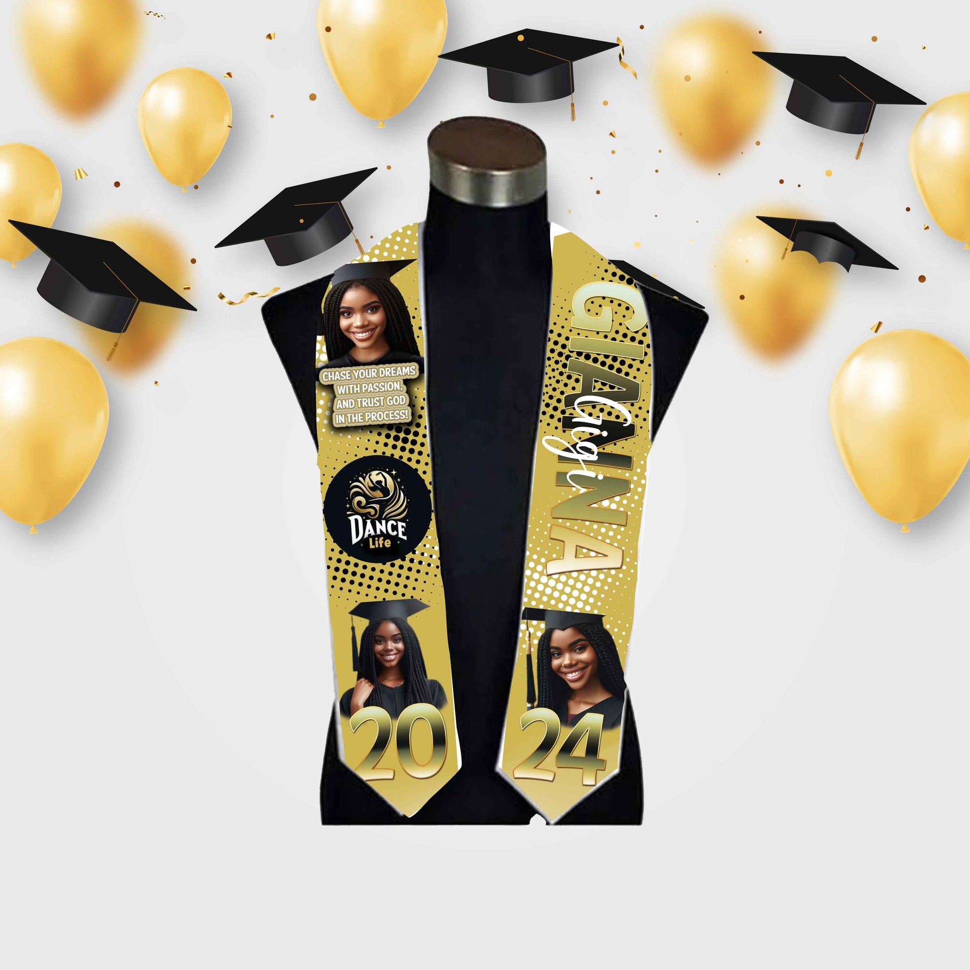 Predesigned Grad Stoles (9 options) - Kiki's Custom Inspirations grad stole