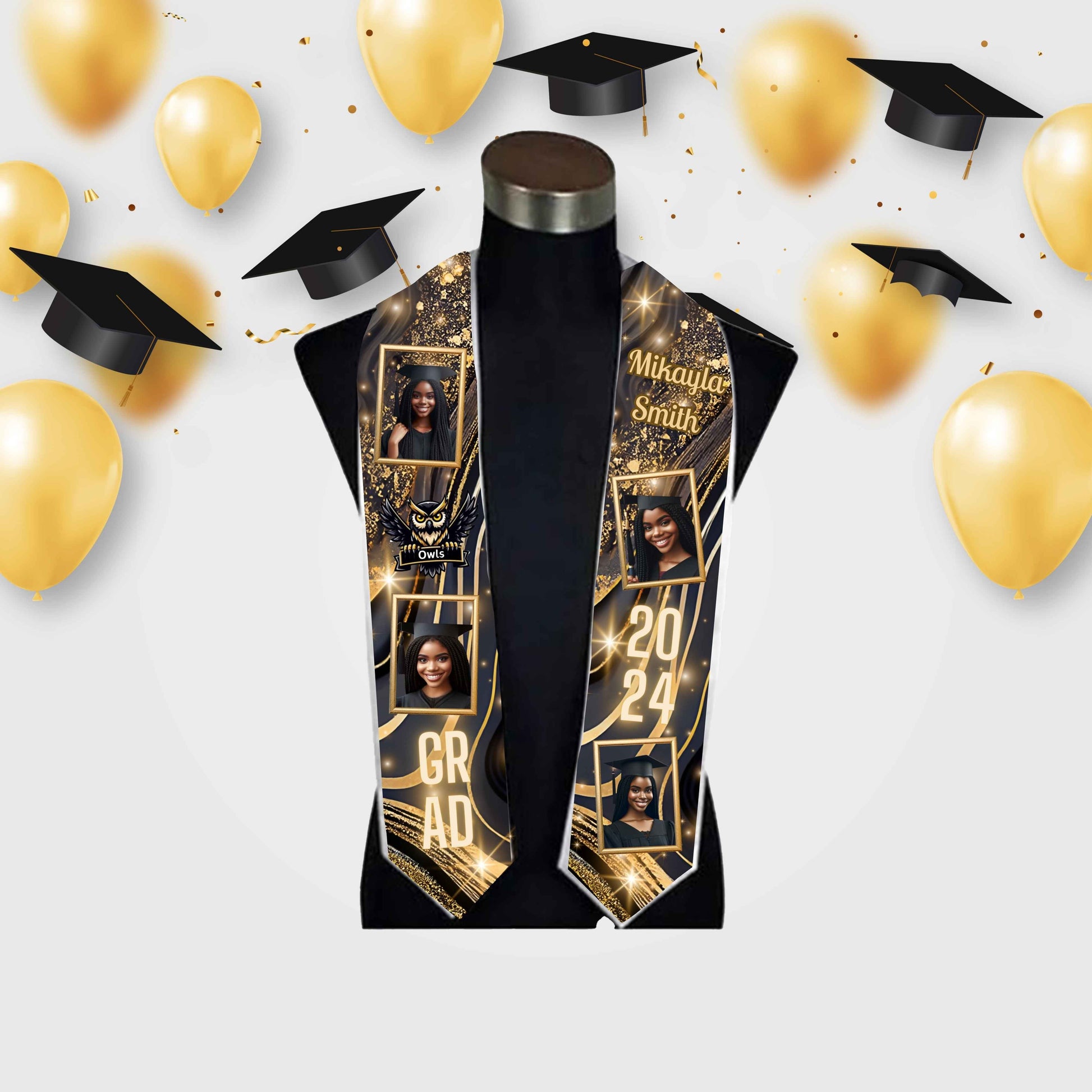 Predesigned Grad Stoles (9 options) - Kiki's Custom Inspirations grad stole