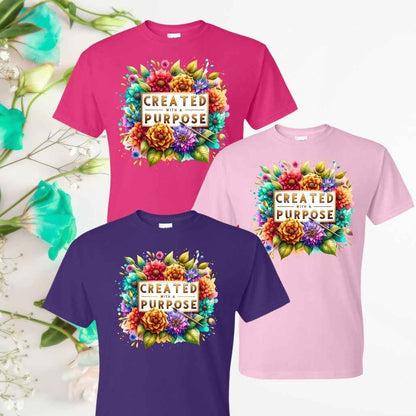 Purpose & Light (Floral) Inspirational T-Shirts - Kiki's Custom Inspirations DTF T-Shirt