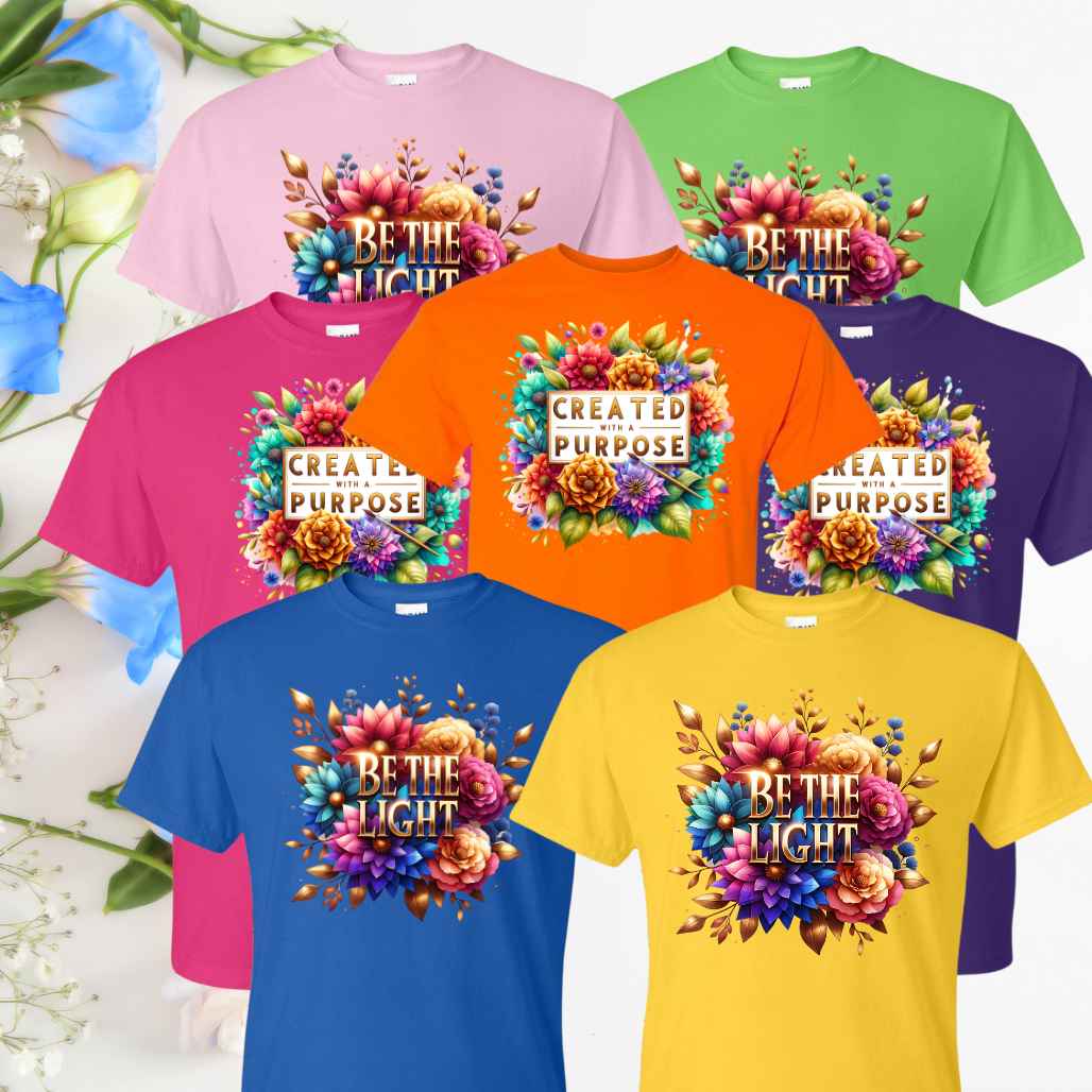 Purpose & Light (Floral) Inspirational T-Shirts - Kiki's Custom Inspirations DTF T-Shirt