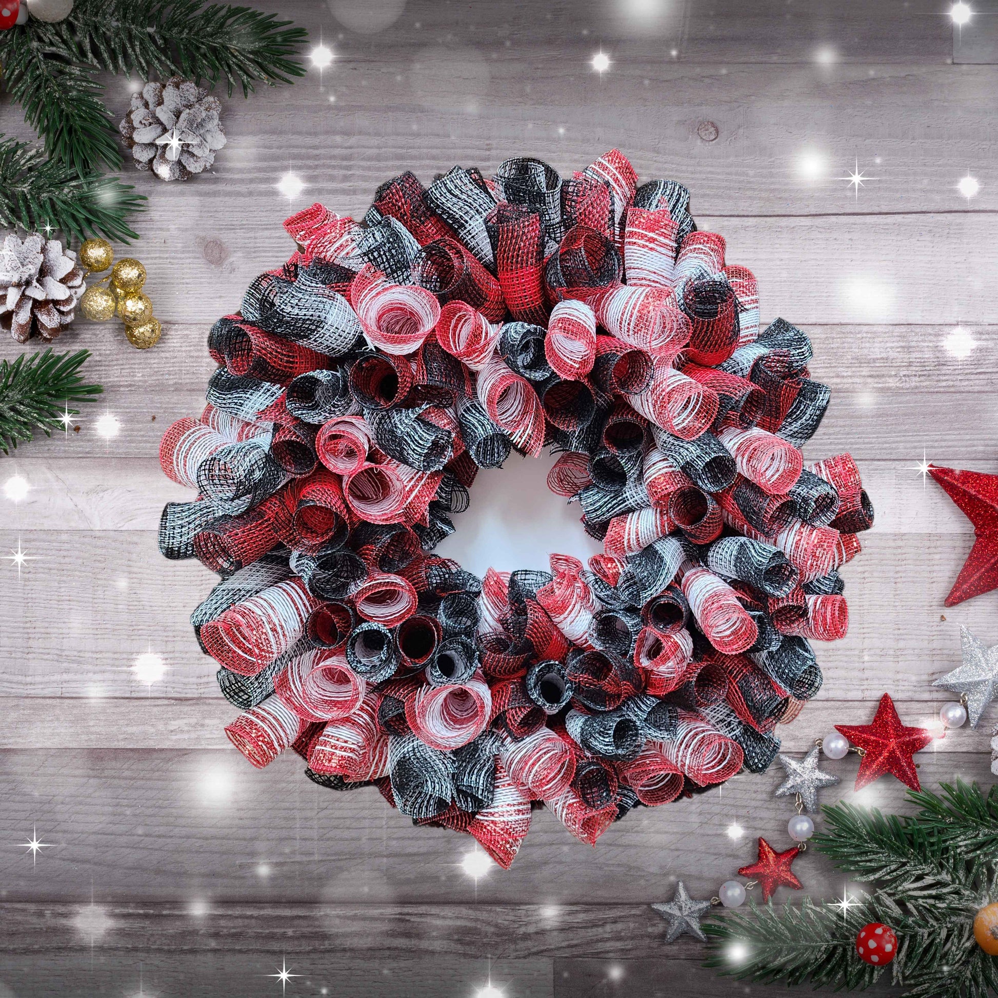 Red, White, and Black Wreath - Kiki's Custom Inspirations wreaths