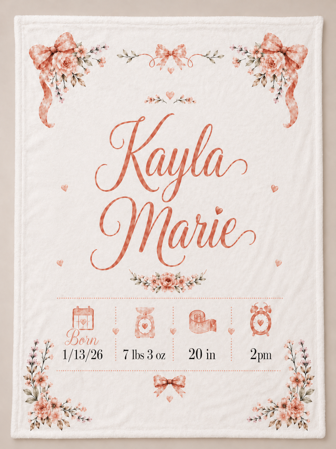 Custom Baby Blanket | Personalized 30x40 Keepsake Blanket with Name, Photo, Birth Stats & Prayer