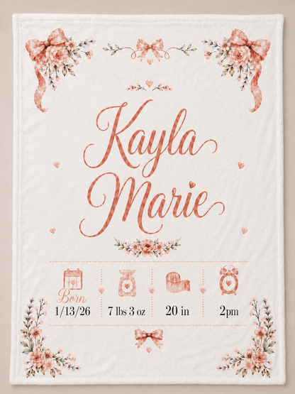 Custom Baby Blanket | Personalized 30x40 Keepsake Blanket with Name, Photo, Birth Stats & Prayer