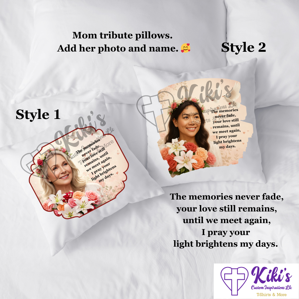 Custom Memorial Mom Tribute Pillow – Add Photo & Name | Personalized Keepsake Gift