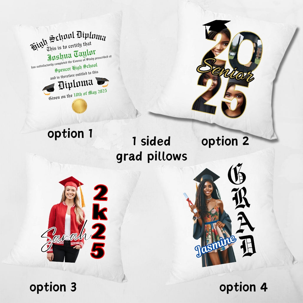 Senior Grad Pillows - 1 Sided (HS/College) - Kiki's Custom Inspirations