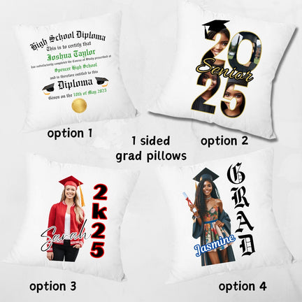 Senior Grad Pillows - 1 Sided (HS/College) - Kiki's Custom Inspirations